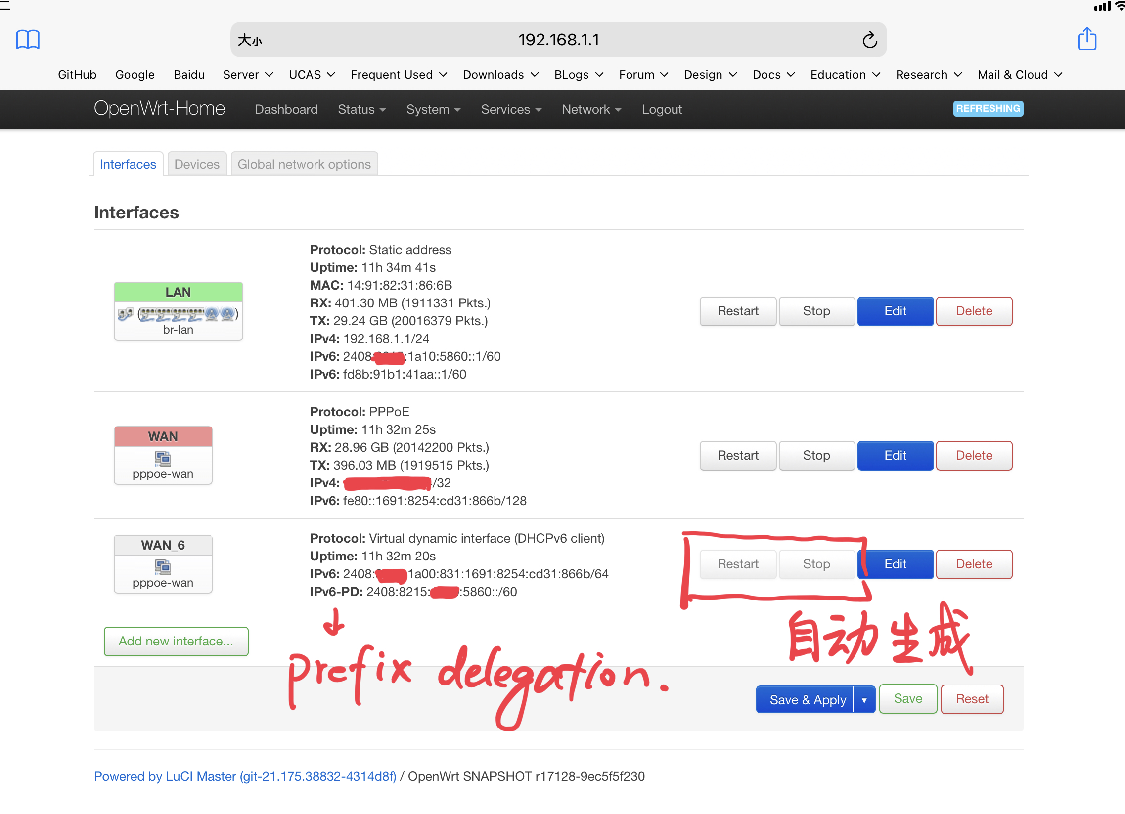 图 1. 家庭宽带常用的 PPPoE 拨号上网常用的 IPv6 地址分配方式。